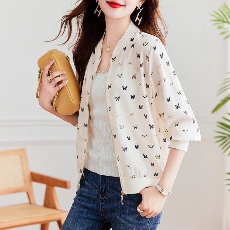 Women's Long-Sleeve Sun Protection Jacket, Summer Thin Casual Short Jacket, Baseball Style, Small Cardigan, Cycling Jacket