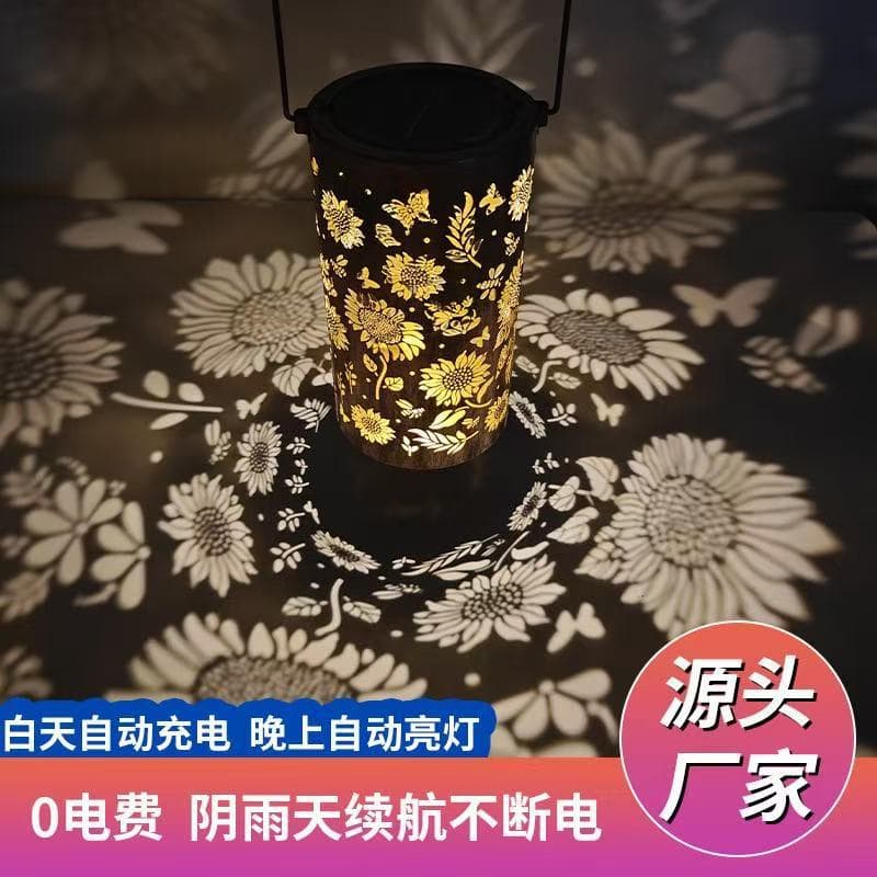 Cross-border Sunflower Iron Art Hollow Solar Light Landscape Light Garden Lawn Projection Light Source Solar Decorative Light