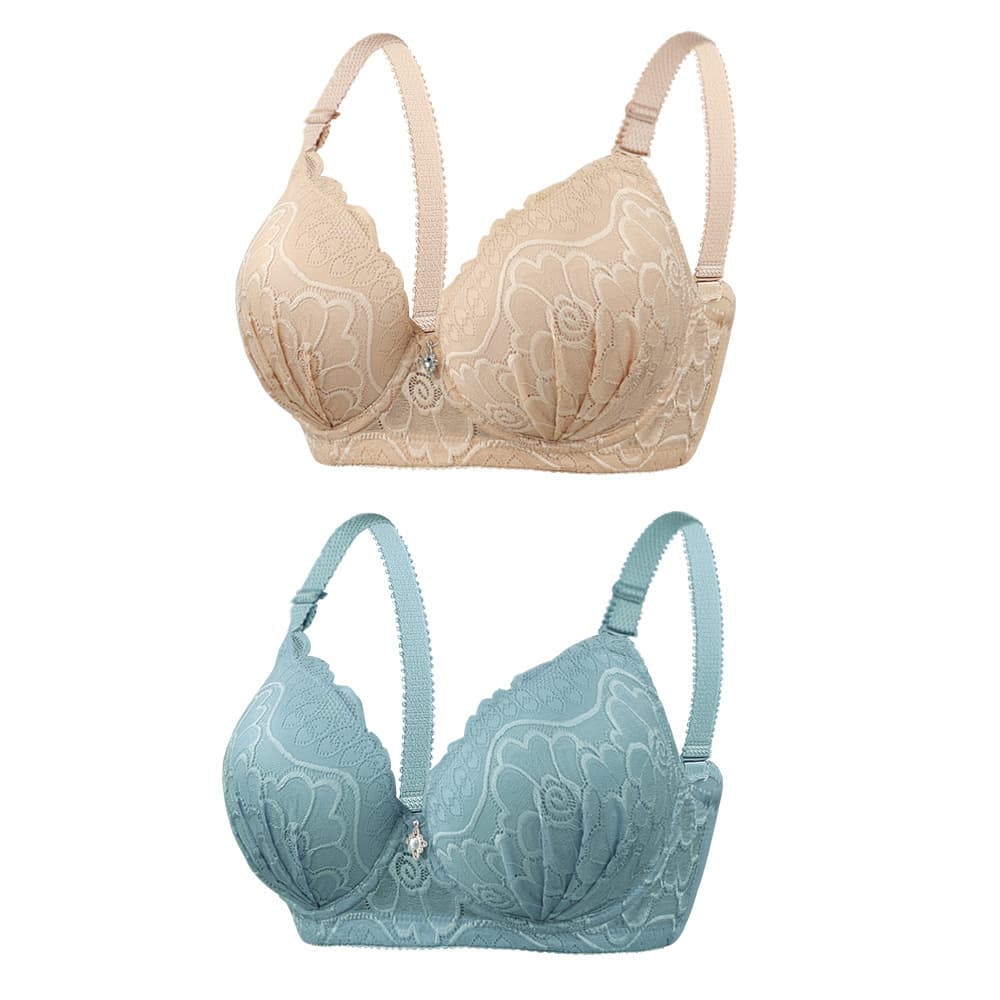 2-Pack Plus Size Full Coverage Bra D Cup Women's Underwire Lace Sexy Push Up Bra