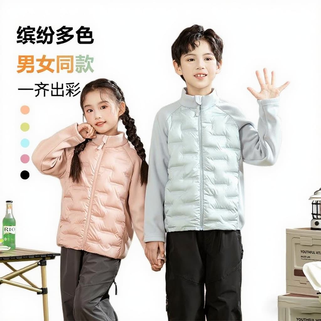 Children's winter lightweight down jackets for girls and boys, new autumn and winter style, perfect for school uniforms, warm inner lining.