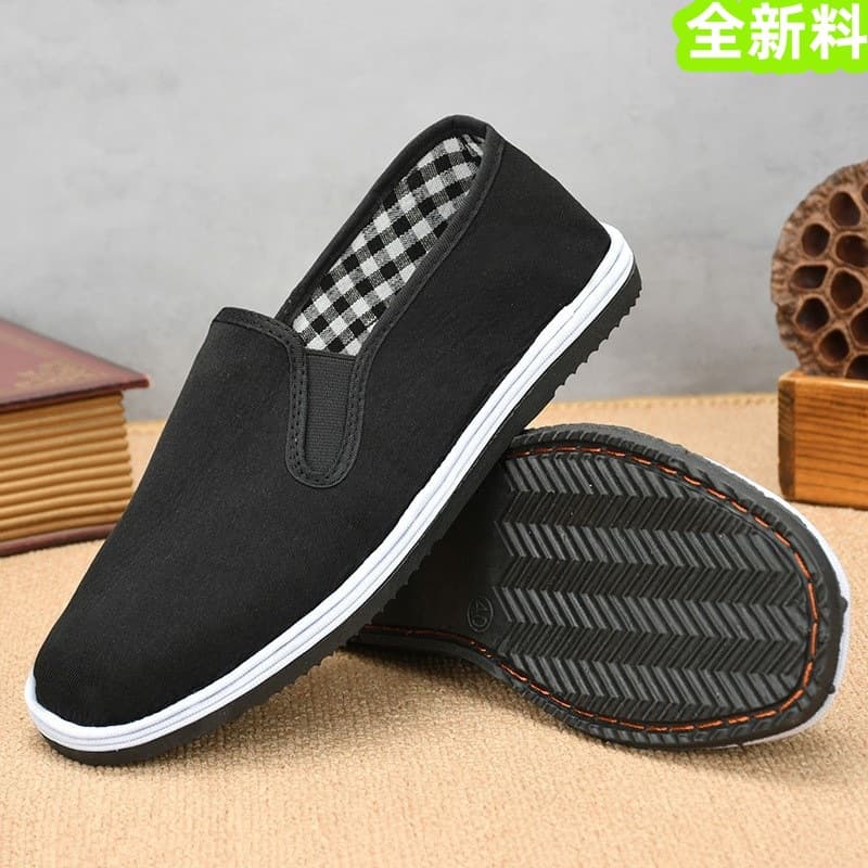 Drop Shipping Old Beijing Cloth Shoes Men's Black Cloth Shoes Thickened Thousand-Layer Sole Slip-On Low-Top Men's Cloth Shoes