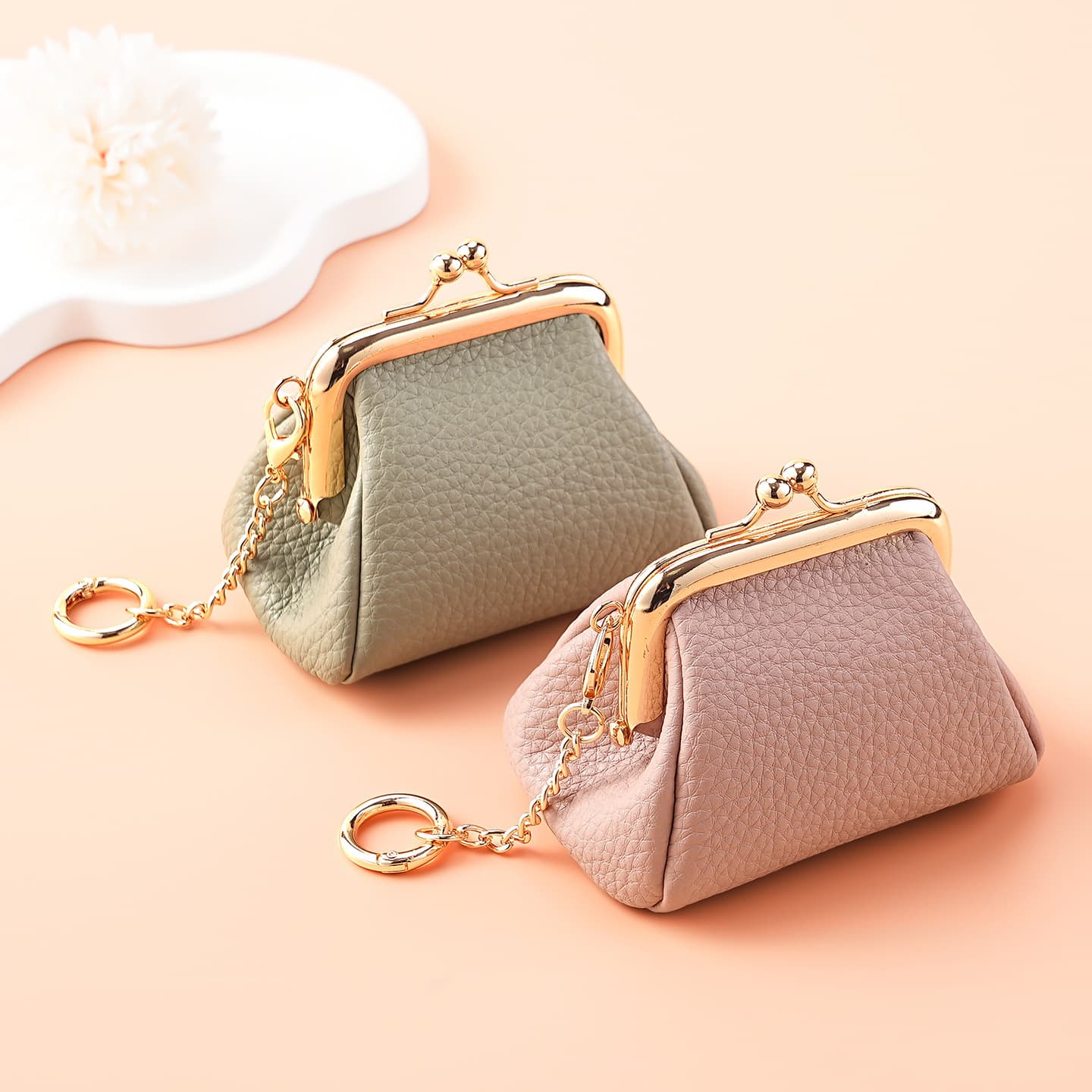 Foreign trade cross-border new coin purse creative gold bag compact storage bag Japanese style small wallet litchi pattern coin bag