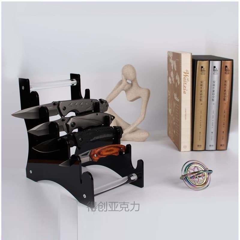 Transparent acrylic kitchen stainless steel knife and cleaver storage rack, fruit folding knife stand base, transparent holder