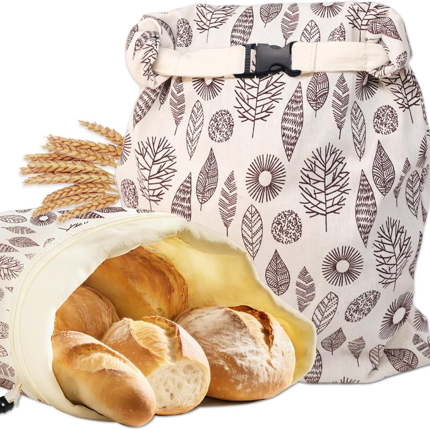 Zippered Cotton Linen Beeswax Fruit Bread Preservation Bag with Buckle Built-In Double-Layer Beeswax Bread Bag