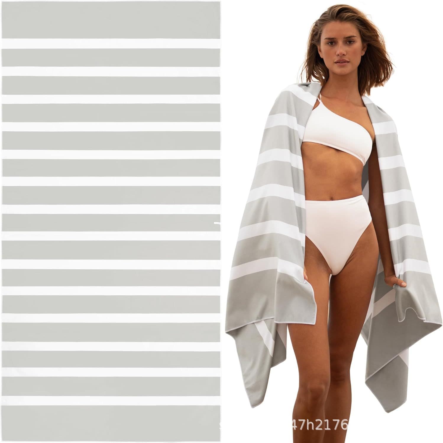Amazon Shein Cross-Border Beach Towel Large Size Soft Absorbent Beach Bath Towel Striped Line Beach Towel
