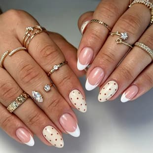 Hot Selling 24pcs Retro Red Polka Dot French Press-On Nails for Cross-Border EU/US Trade, Simple Nail Art Wraps Wholesale
