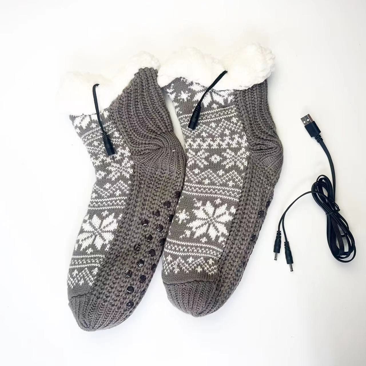 New USB Home Foot Warmers, Electric Thermal Floor Socks, Heated Shoe Covers, Cross-Border Direct Supply of Christmas Warm Socks