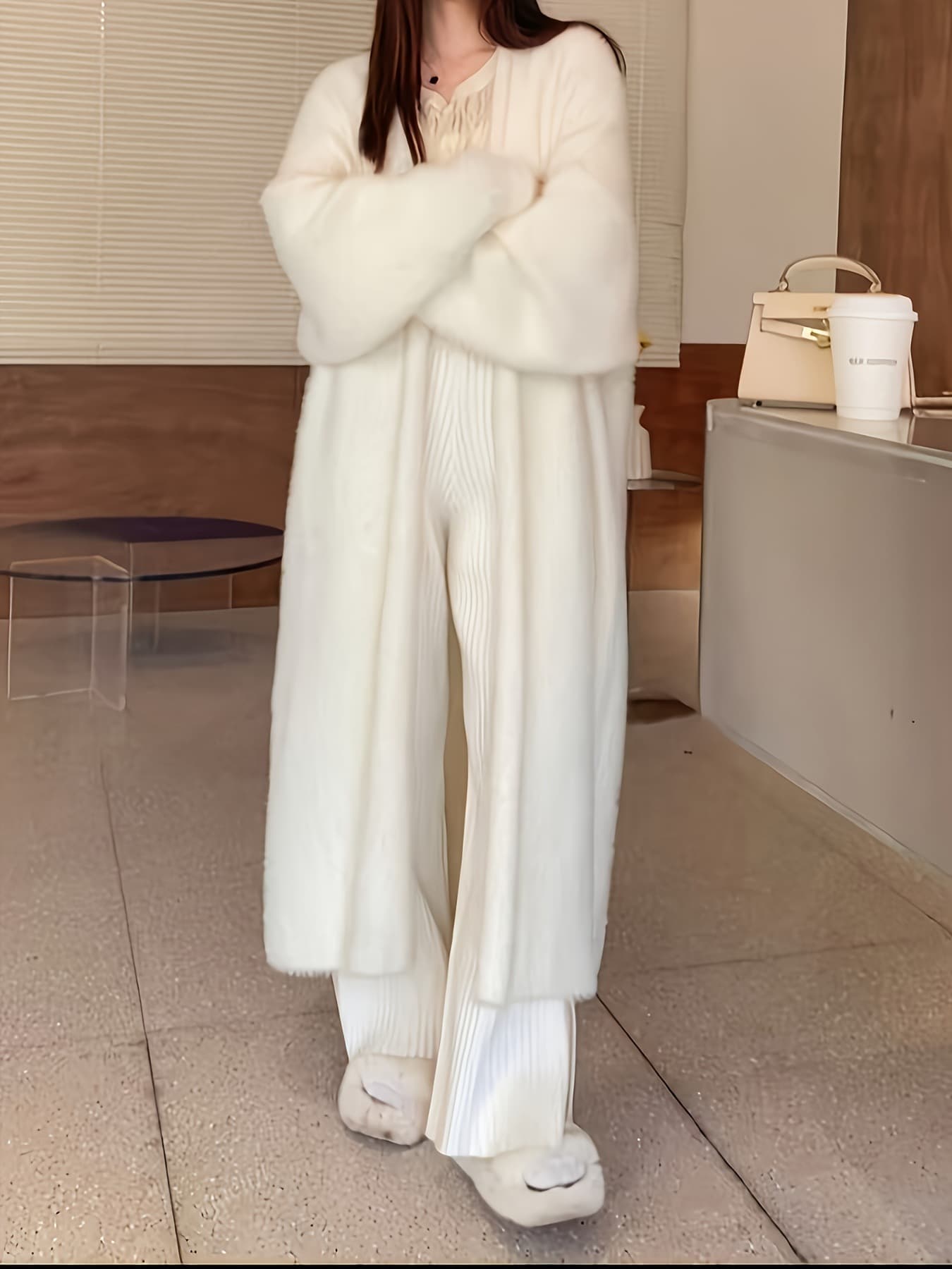 2025 Trendy Korean Lazy Style Knit Sweater Women's Long Over-the-Knee Autumn Winter Coat Cross-Border Platform Supply Chain