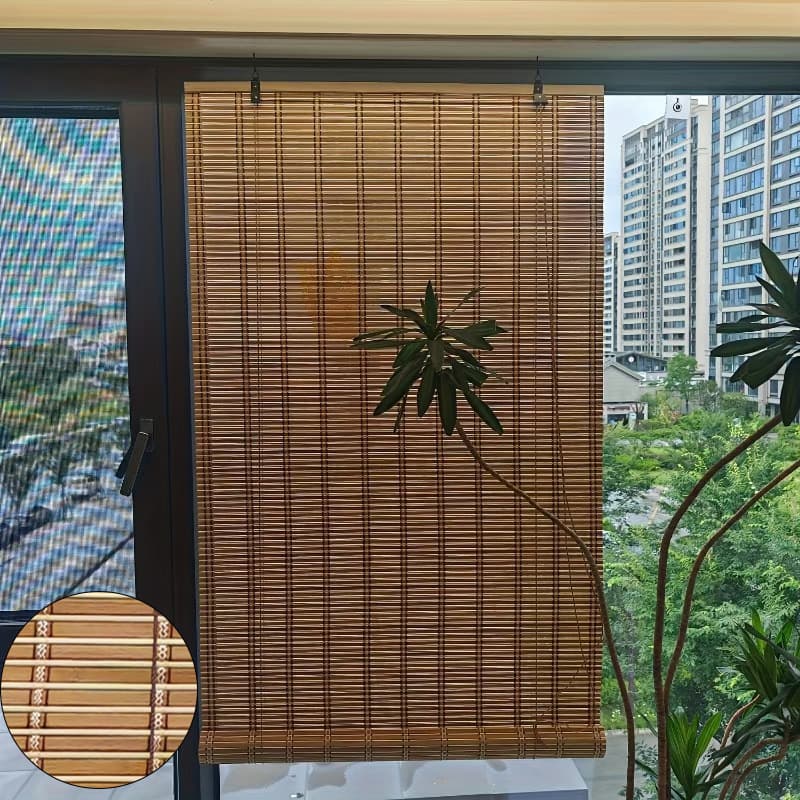 Chinese and Japanese Style Blackout Bamboo Blinds Roller Blinds Office Tea Room Partition Decorative Bamboo Curtains Bedroom Adjustable Bamboo Blinds