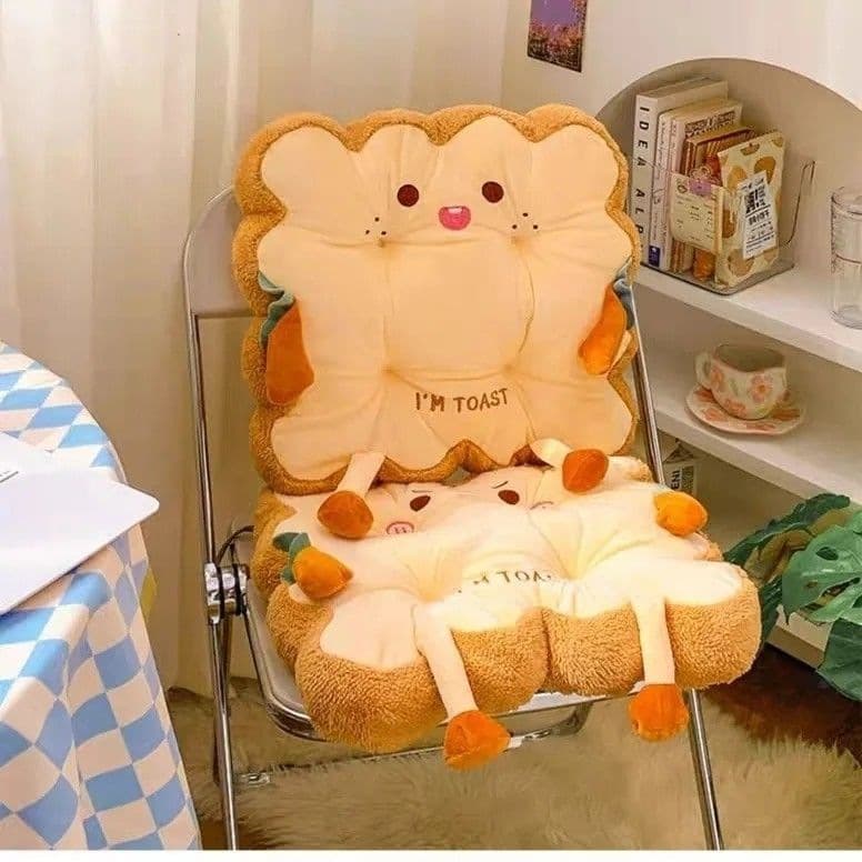 Car Lumbar Support Back Cushion Vehicle Waist Pillow Cute Toast Hug Pillow Office Seat Backrest Pad for Women