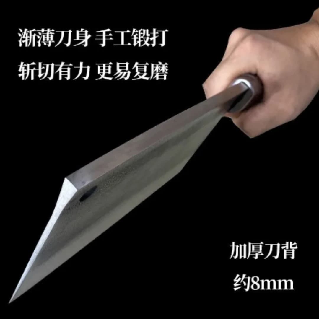 Thickened Sharp Blade High-Carbon Steel Handmade Household Kitchen Knife for Chopping and Cutting, Forged Professional Commercial Meat and Poultry Knife