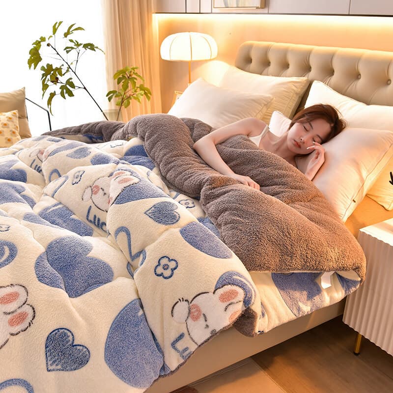 Lamb Fleece Quilt Winter Thickened Warm Milk Fleece Coral Fleece Spring Autumn Quilt Student Dormitory Single Cotton Quilt Core