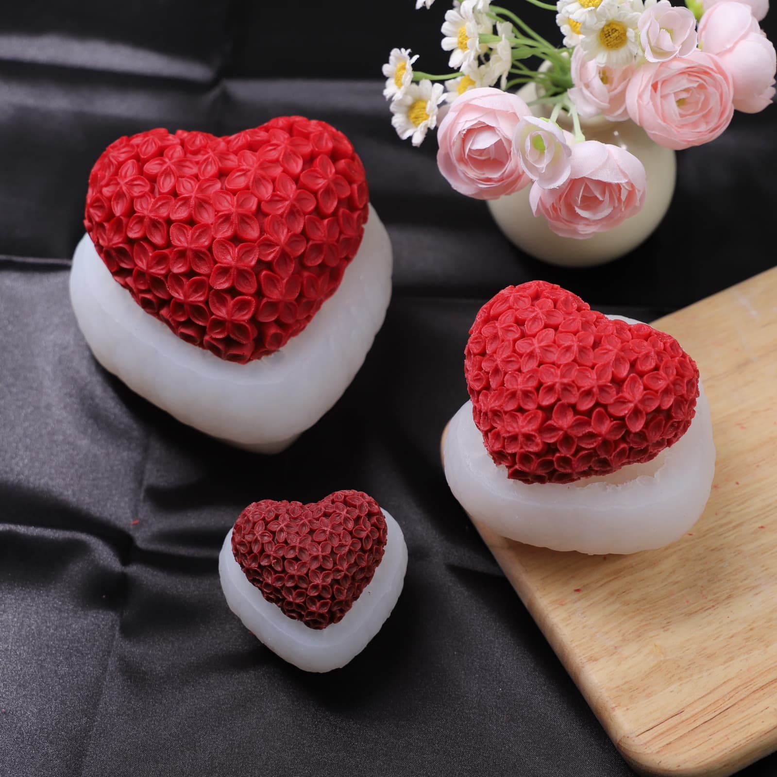 Love Flower Scented Candle Mold Chocolate Baking Mousse Cake DIY Handmade Soap Flower Ball Silicone Mold