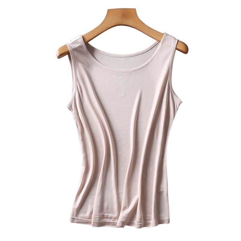 New Export Women's Vest High-End Mulberry Silk Loose-Fit Tanktop Base Layer T-Shirt Spring Summer Without Sleeves