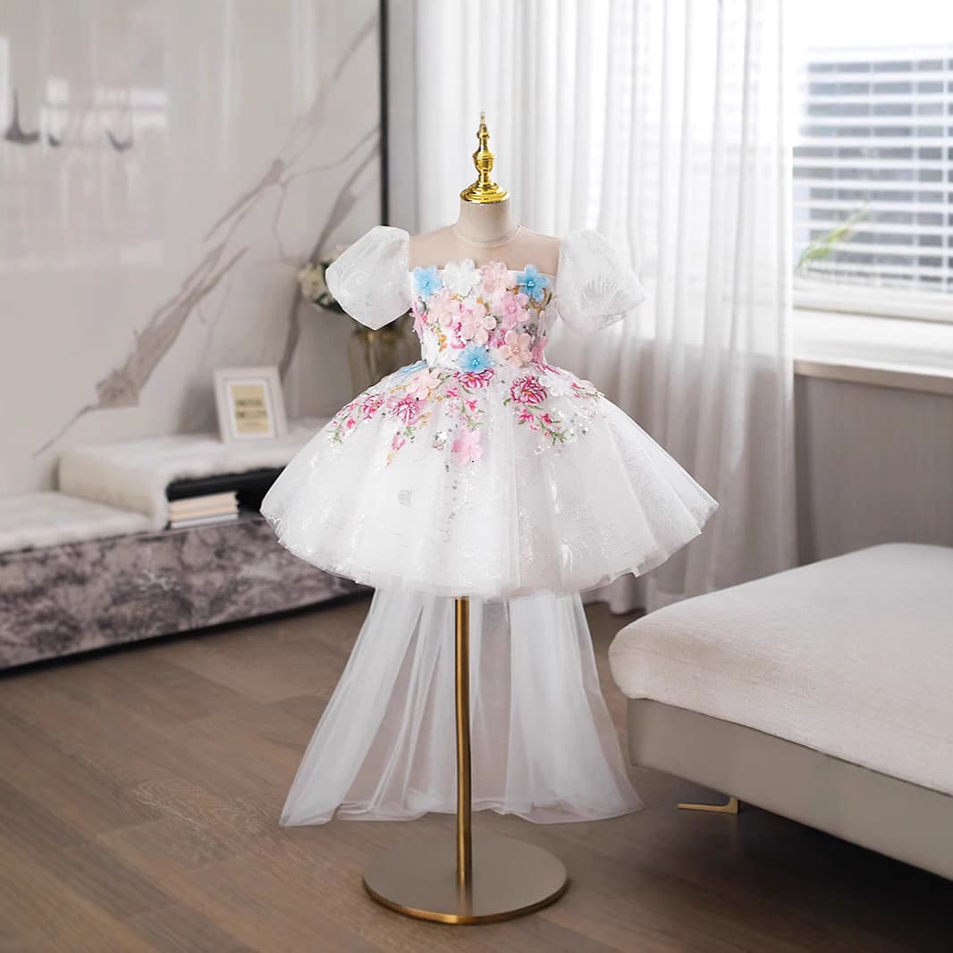 Girls' Formal Dress for Spring and Autumn, Children's Piano Performance Outfit, Princess Dress for Little Girls' Birthday, Flower Girl Wedding Dress