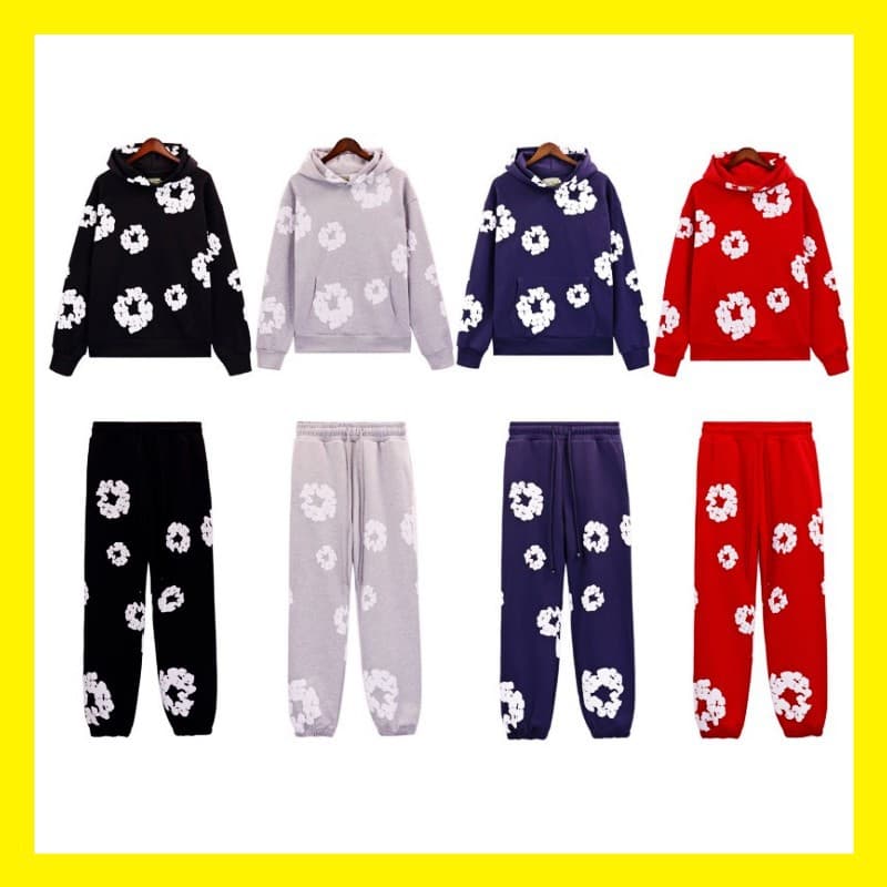 DENIM TEARS Kapok Hoodie The Cotton Wreath Casual Sportswear Hoodie and Pants Set