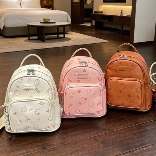 Cartoon Ins Cute Hello Kitty Print Backpack for Women, Fashionable Texture, Exquisite Student Bag, Commuter Backpack