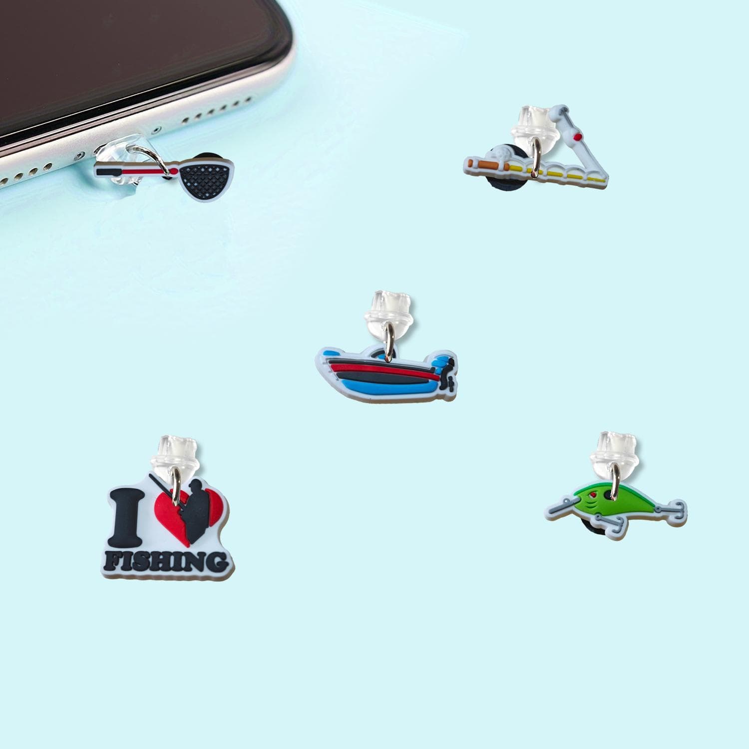 Amazon Fishing Tool 2 Phone Dust Plug Temu Tail Plug Hanging Decoration Phone Hole Dust Plug Pendant PVC Soft
