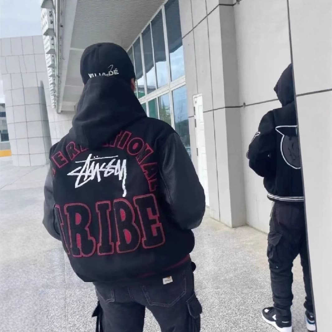 Trendy brand high-street lettering ins outerwear men's and women's spring/autumn sense cool handsome jacket American retro color-block baseball jacket