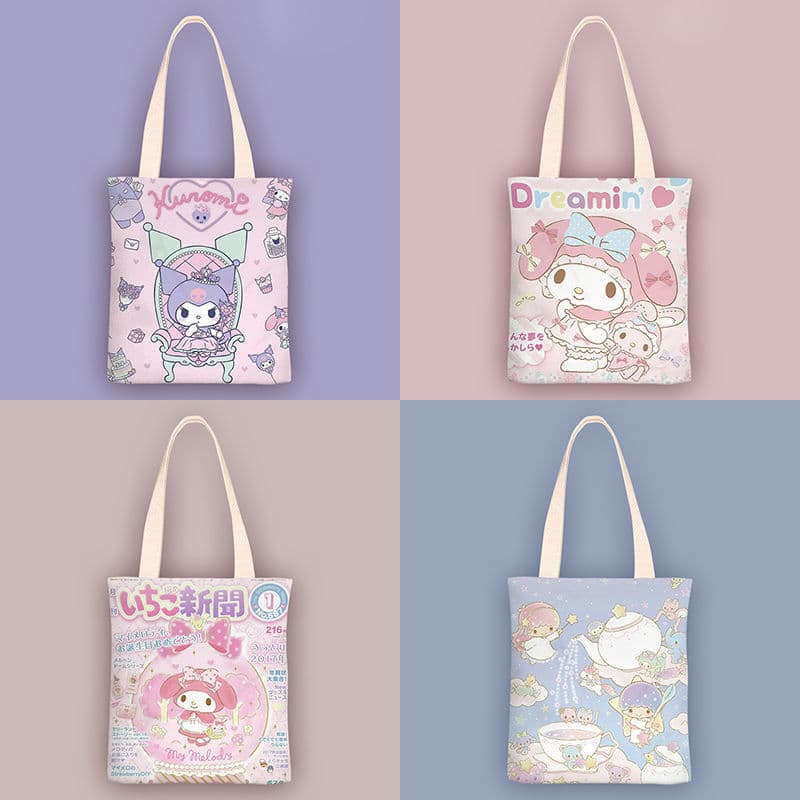 KT family animation ins small fresh cartoon canvas bag female single shoulder simple student class bag handbag