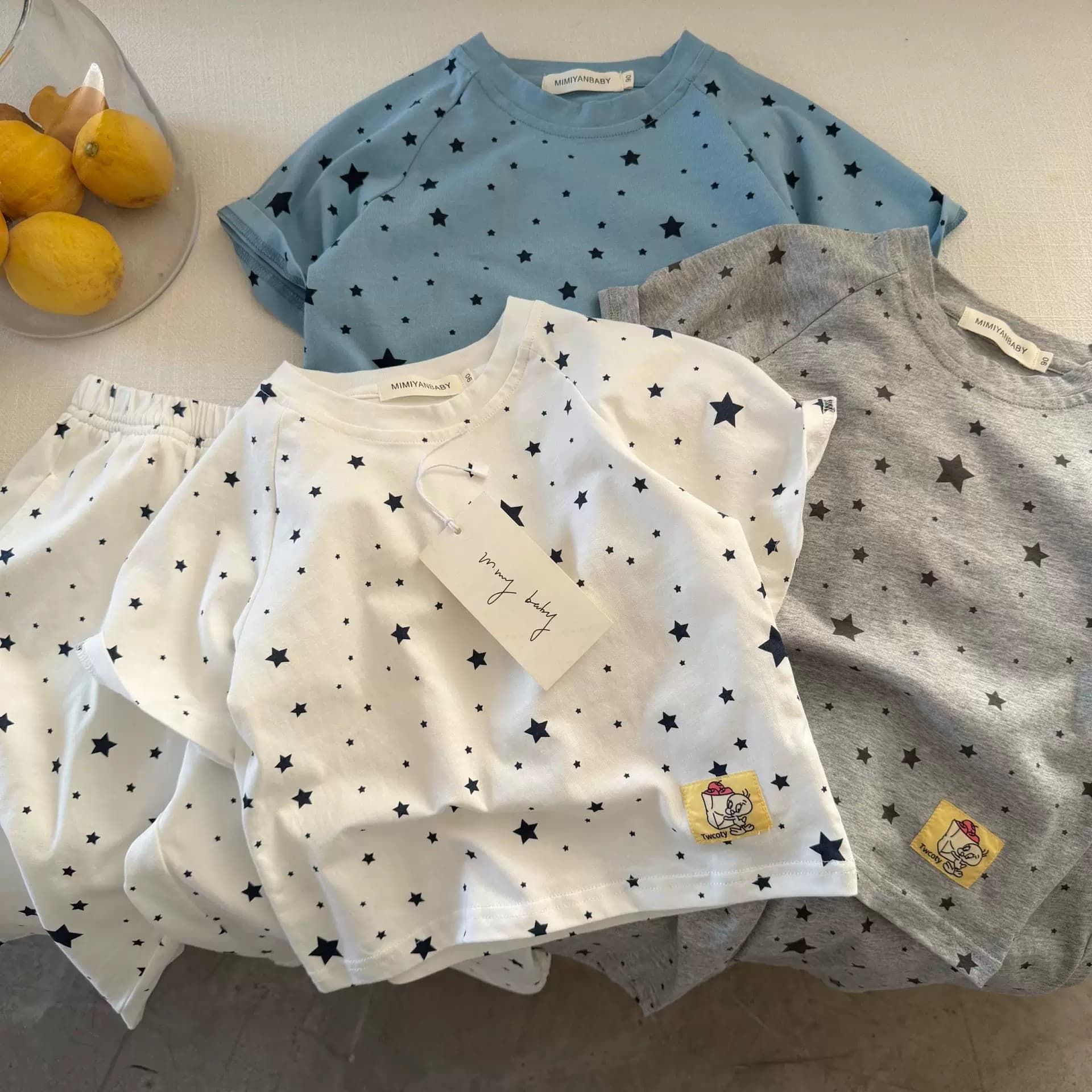 Star Print Short Sleeve Two-Piece Set 2026 Summer New Kids Boy Girl Korean Cartoon Home Wear Breathable Set