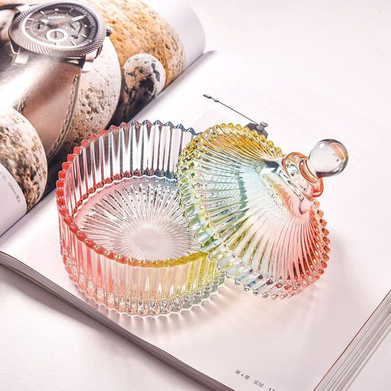 European-style glass Mongolian yurt striped candy jar, coffee sugar cube jar, jewelry storage box, epoxy resin mold, zero capacity.