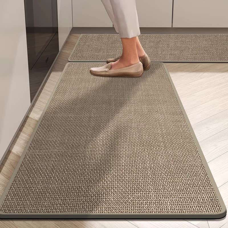 Cross-border High-end Linen Floor Mat Two-piece Set Kitchen Floor Mat Quick-drying Highly Absorbent Diatom Mud Floor Mat Non-slip Mat