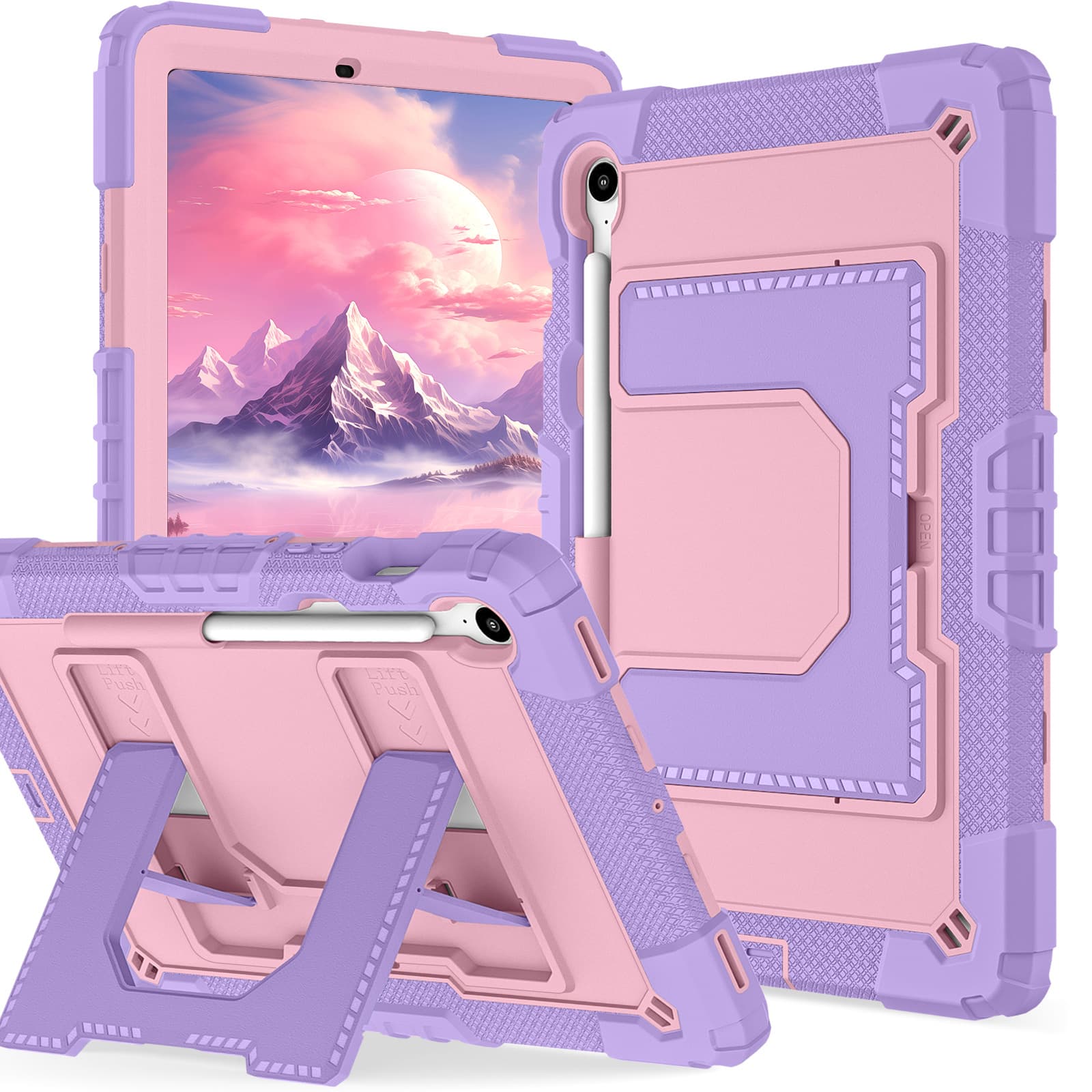 Compatible with Samsung Tab S10 Lite Tablet Case S9 FE S10 FE Shockproof Stand 11-inch Full Coverage Shoulder Strap Protective Cover