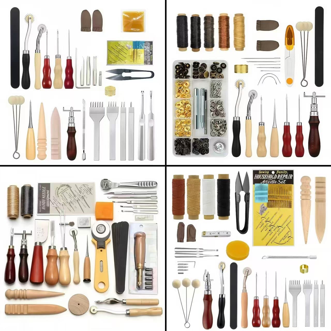 Leather DIY Tool Kit 37-Piece Leather Craft Set Hand Stitching Diamond Chisel Manual Leather Craft Tool Set 07