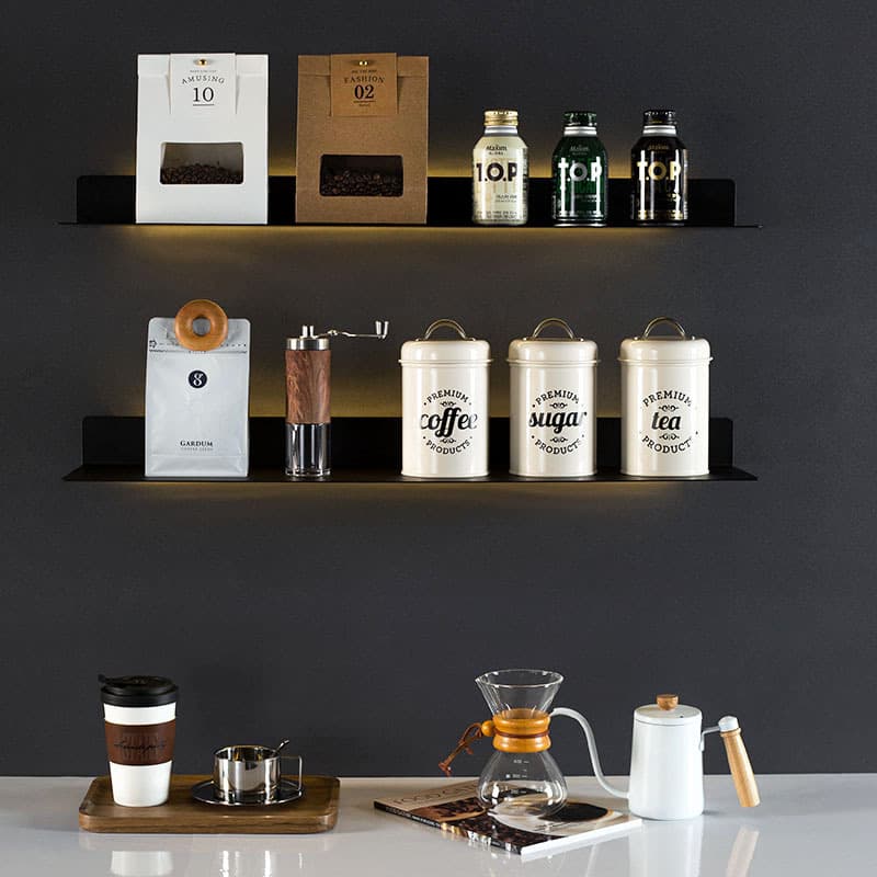 Showroom Kitchen Cabinet Coffee Series Shelf Combination Ornament Decor Coffee Bean Storage Jar Bottle Cup Props