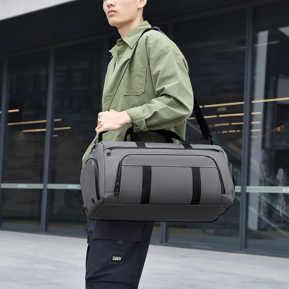 Cross-border leather-film travel bag wet-dry separation sports fitness travel backpack export unisex portable travel bag