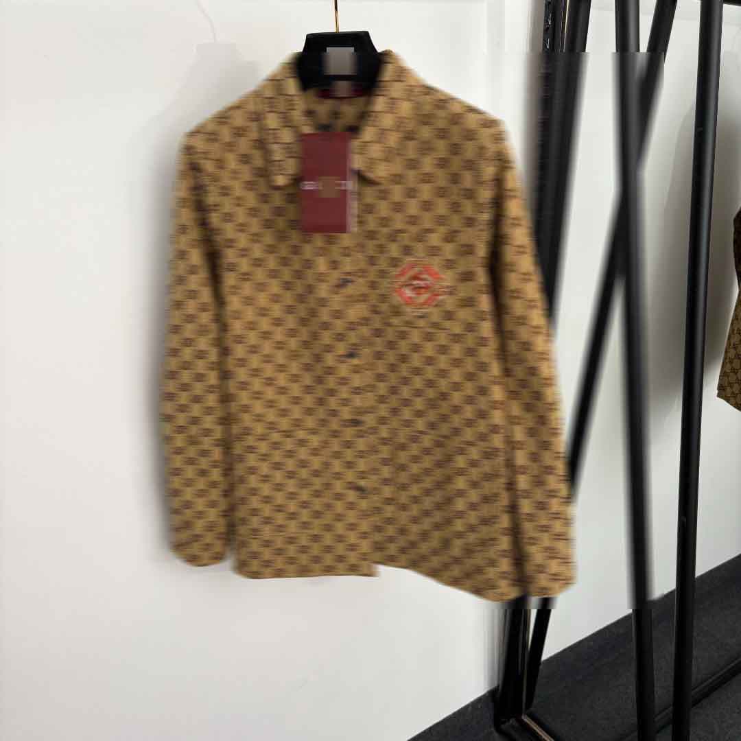 Nanyouhuo high-end foreign trade temperament slim new horse head embroidery patch old flower GG jacquard long-sleeved shirt jacket