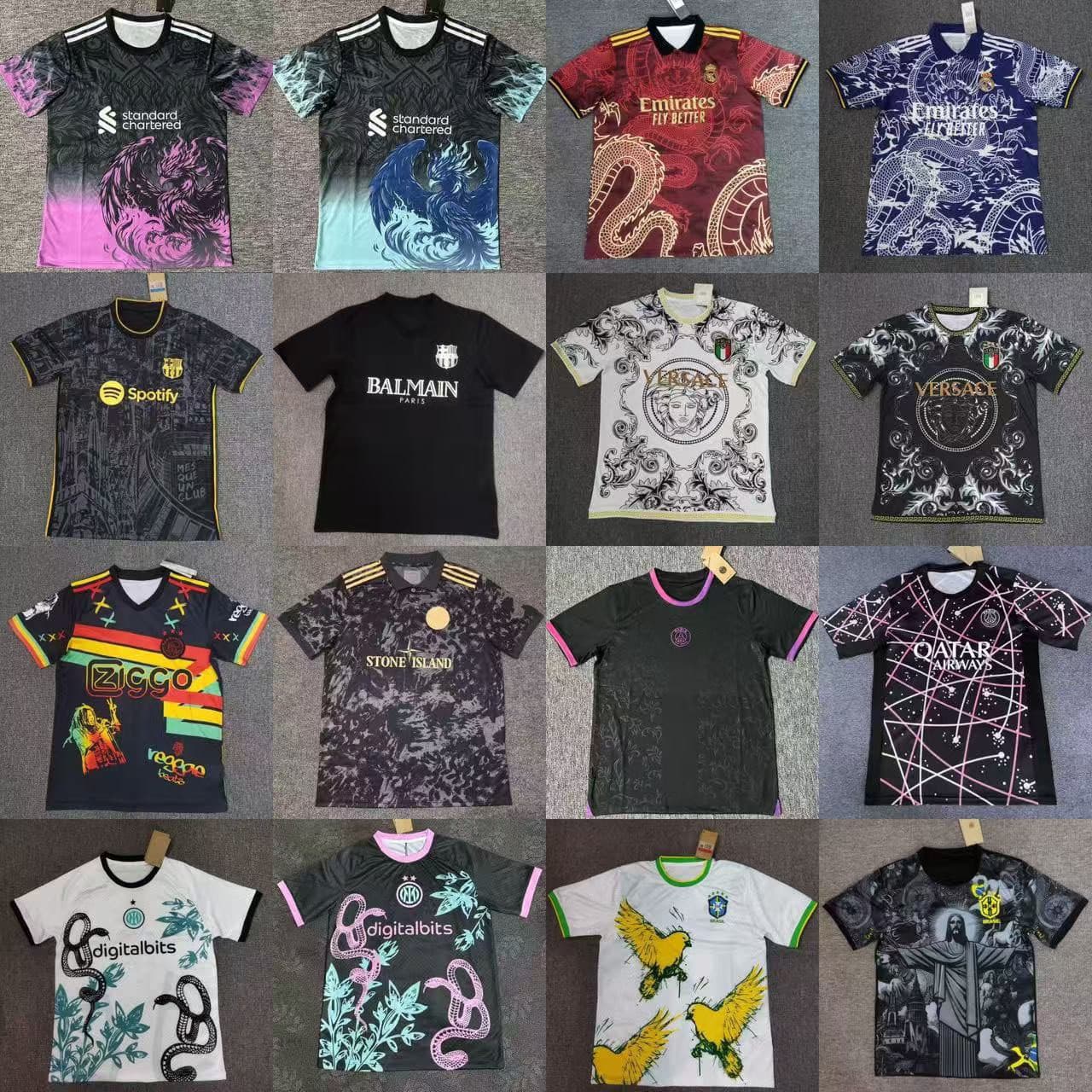 Cross-Border Hot Selling Special Edition Men's Short Sleeve T-Shirt Brazil Italy Real Madrid Barcelona Inter Milan Paris Ajax Football