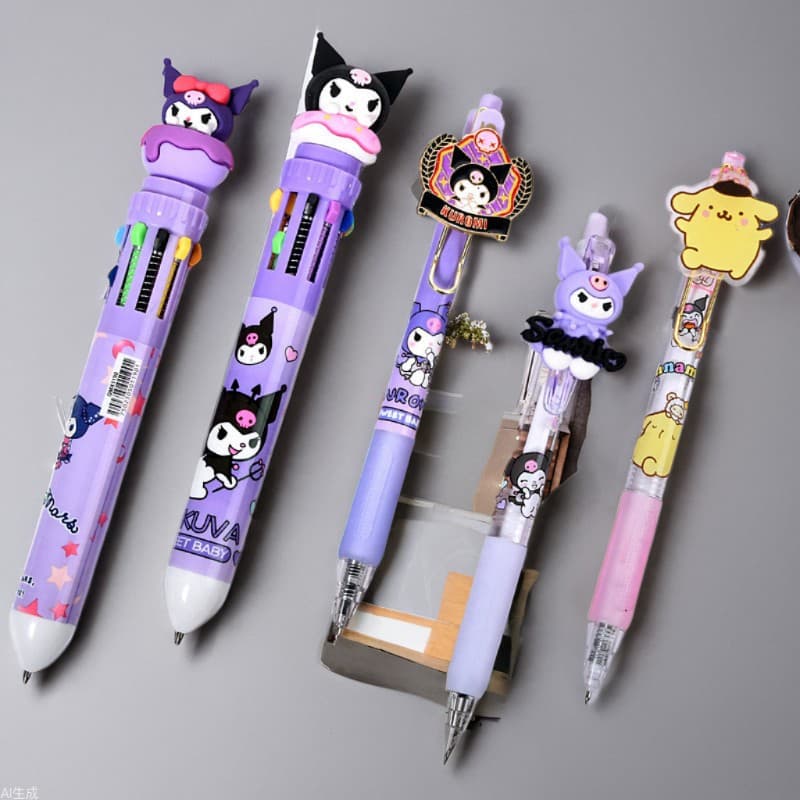 Sanrio Full Series Retractable Gel Pen Multi-Color Journal Pen Carbon Ink Black Pen Ten-Color Donut Series