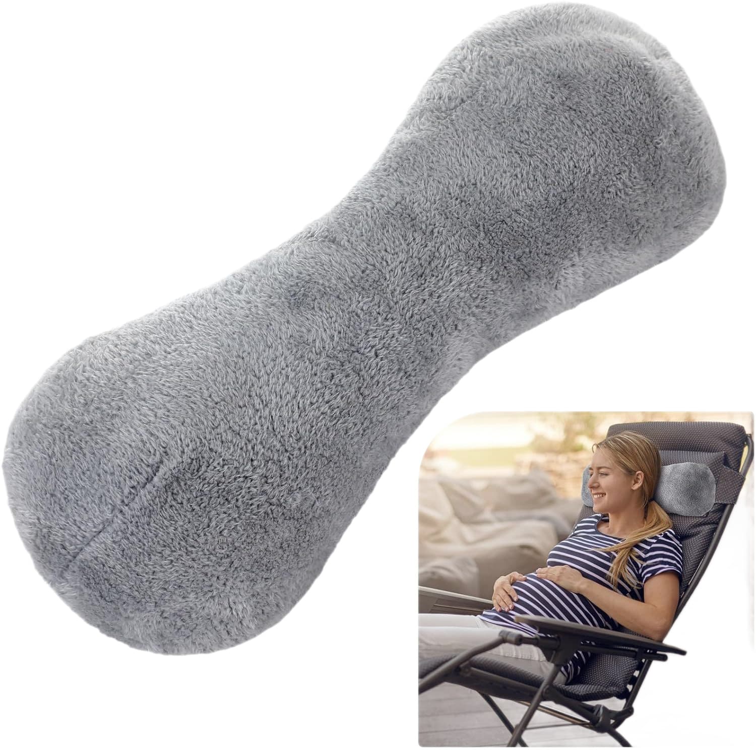Neck Pillow for Recliner Chair with Plush Bone Shape, Adjustable Strap for Cervical Support and Stretching During Sleep