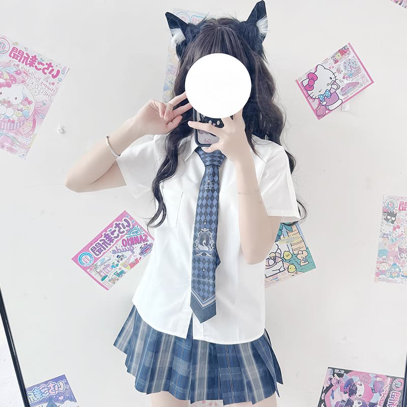 Sweet Japanese style white JK shirt, loose long and short sleeves, TR fabric, women's summer versatile school uniform style, authentic.