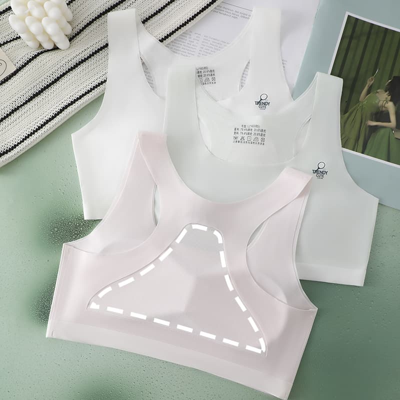 Mori New Second-Order Fixed Integrated Seamless Steel Ring-Free Girls' Development Vest Shockproof and Decompression Breathable Underwear