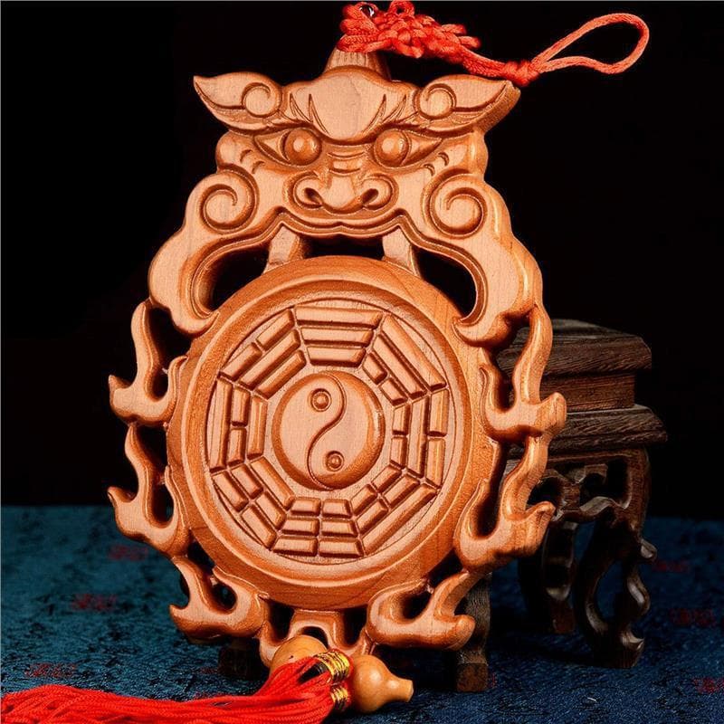 Natural mahogany animal head gossip mirror toilet bathroom door bedroom dirty mouth household pendant wood carving wholesale