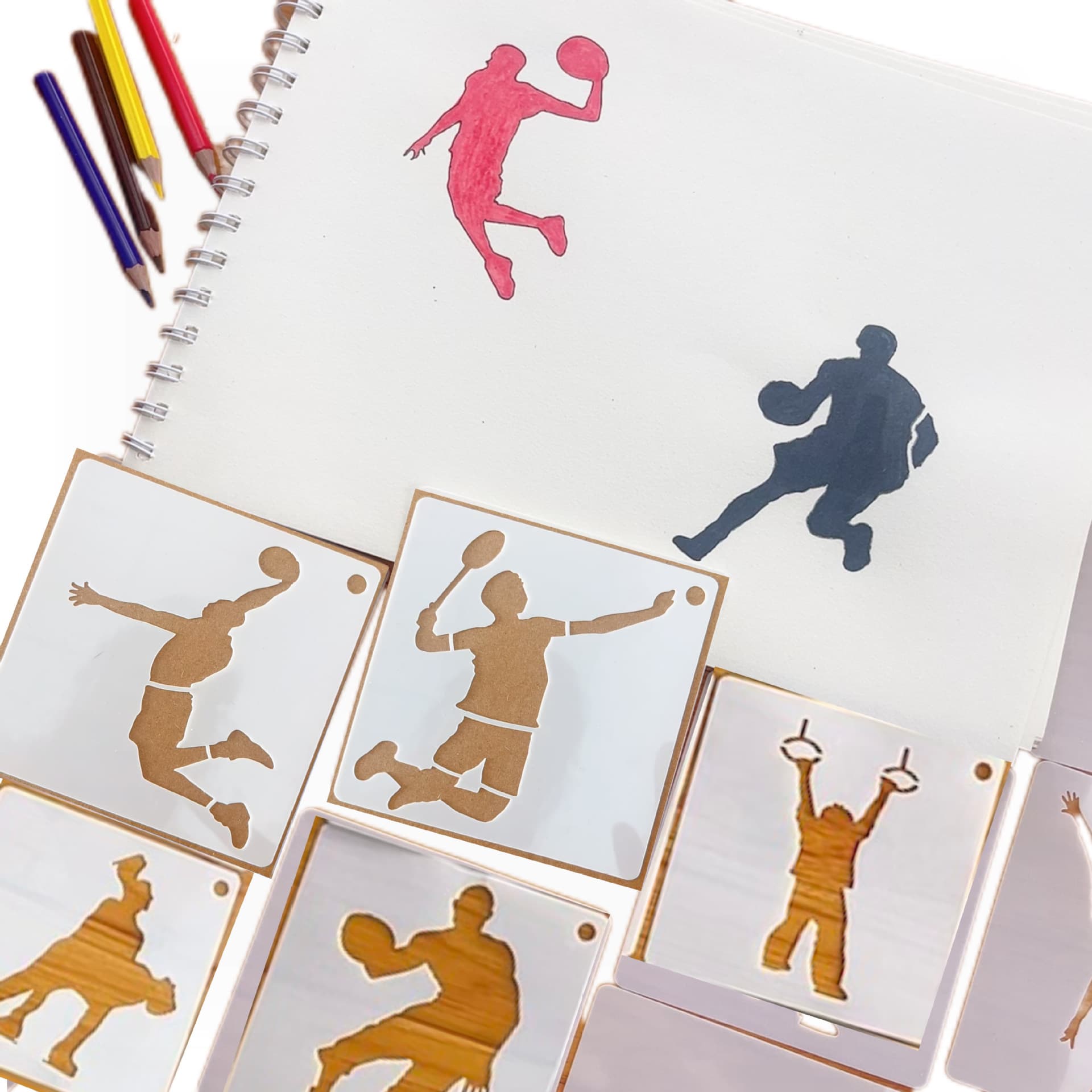 Cross-Border Sports Journal Painting Template Sports Series Hollow Template Journal Spraying Handmade DIY Aid Board