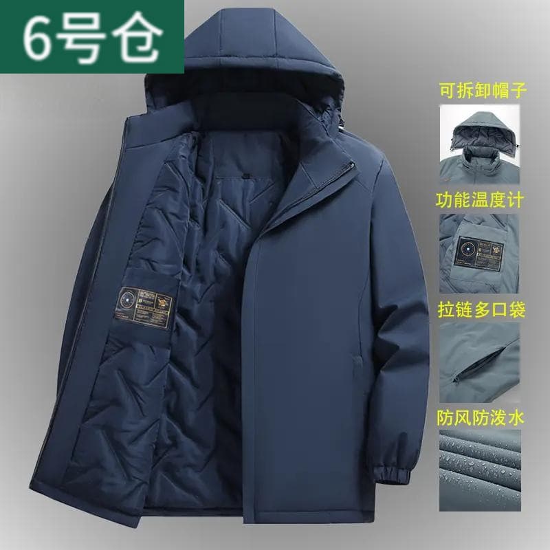 Men's Jacket Thick Autumn and Winter New Style Coat Middle-Aged Dad Warm Cotton Coat Turn-Down Collar Casual Windbreaker