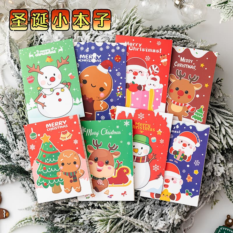 Christmas Small Notebook Cartoon Cute Pocket Portable Mini Diary Student High Aesthetic Portable Notepad