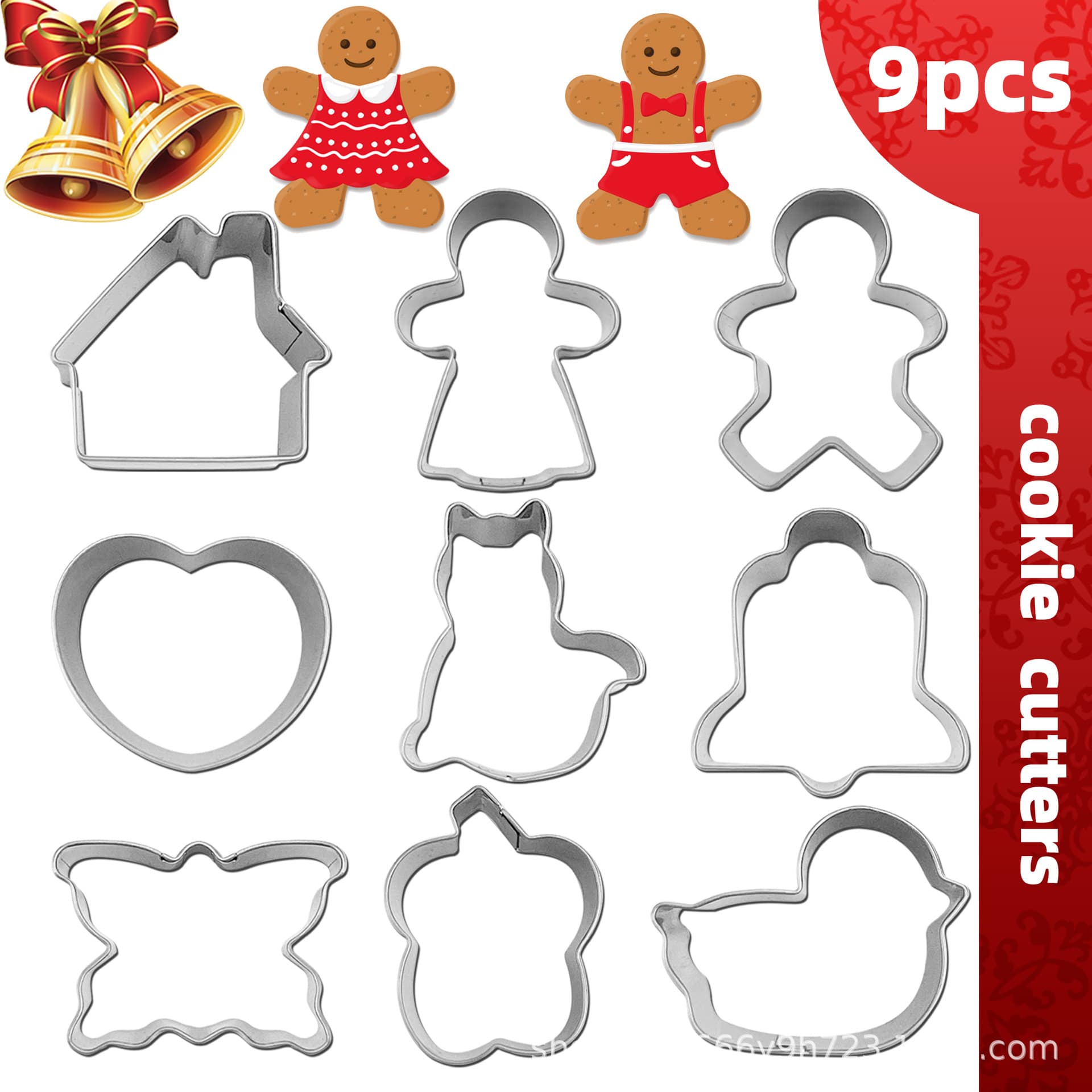 9-piece Christmas mini 3cm cookie mold gingerbread man cookie cutter fruit cutter watermelon shape cutter