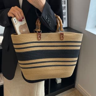 Simple Woven Shoulder Tote Bag for Women, Large Capacity Canvas Bag, Spring Style, Versatile Underarm Straw Woven Handbag