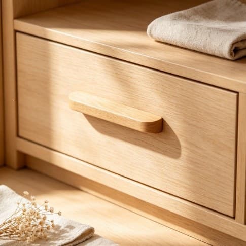 T-shaped log wardrobe handle solid wood drawer cabinet wooden children's cabinet door handle wooden cabinet Japanese simple
