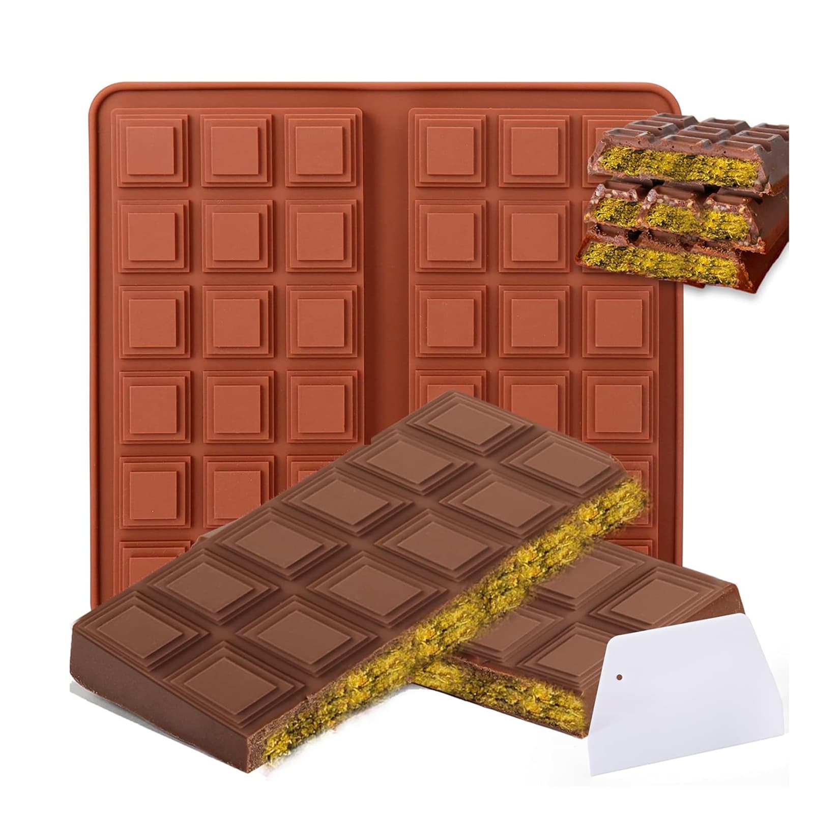 YQ Chocolate Bar Mold Silicone Chocolate Molds with Packaging Bags