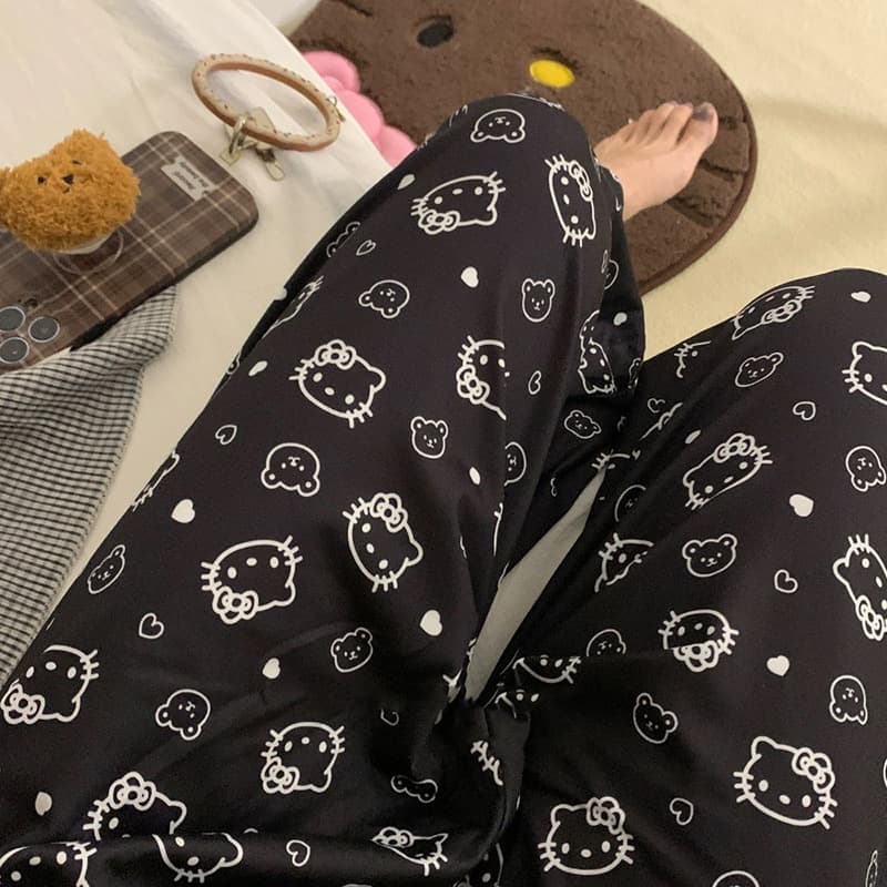 Hello Kitty Loungewear Pajama Pants for Women, Spring/Fall New Style, Japanese Ins Student Casual Loose Trousers, Summer Wear