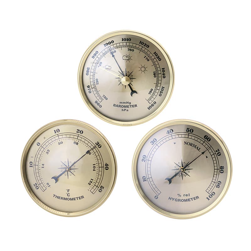 90mm diameter metal hygrometer round Fahrenheit thermometer household barometer barometer modern simple gold and silver