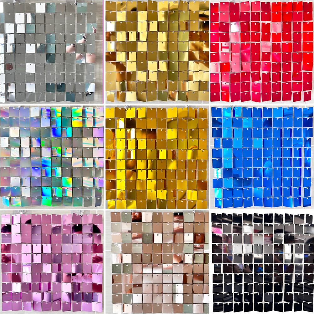 Cross-border square wind board birthday arrangement background wall stage wedding decoration colorful sequin wind board silver