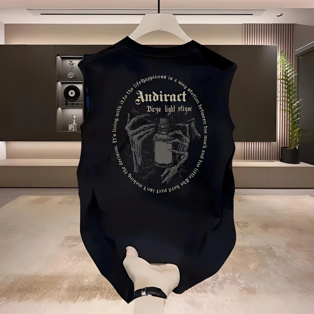 New Summer Sleeveless Undershirt Vest Men's Streetwear Sports Tank Top American Heavyweight Loose Fit Top