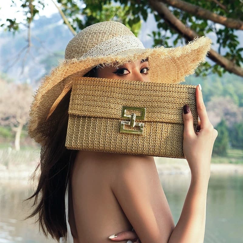 Women's Handbag Clutch Casual Woven Bag 2025 Spring Summer New Cross-border European American Style Straw Woven Bag Foreign Trade Women's Bag